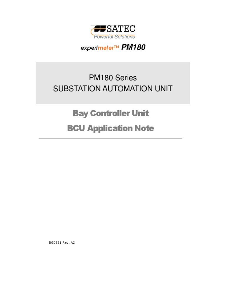 Bay Controller Unit BCU Application Note: PM180 Series Substation ...