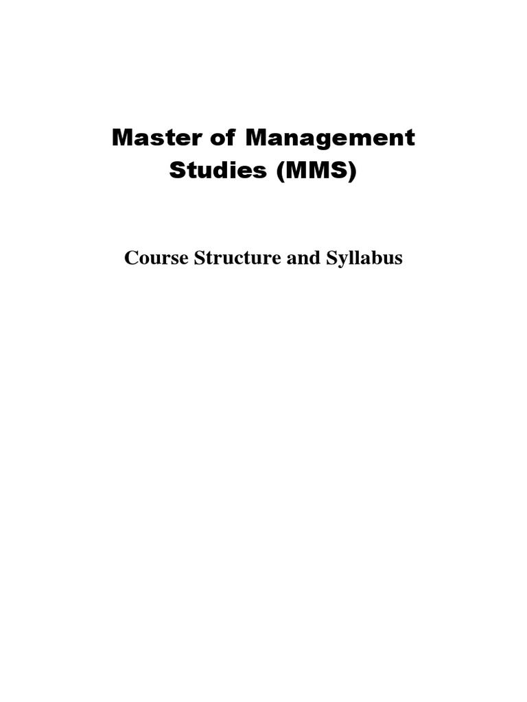 MMS Course Structure and Syllabus PDF Marketing Economics
