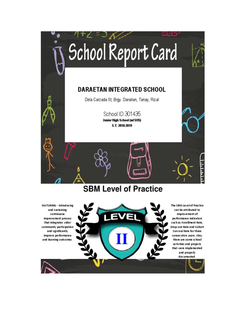 SBM Level II Report: Daraitan School | PDF | Academic Degree ...