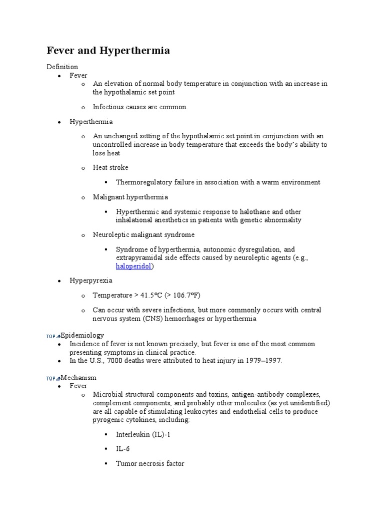 Fever and Hyperthermia PDF Fever Hyperthermia