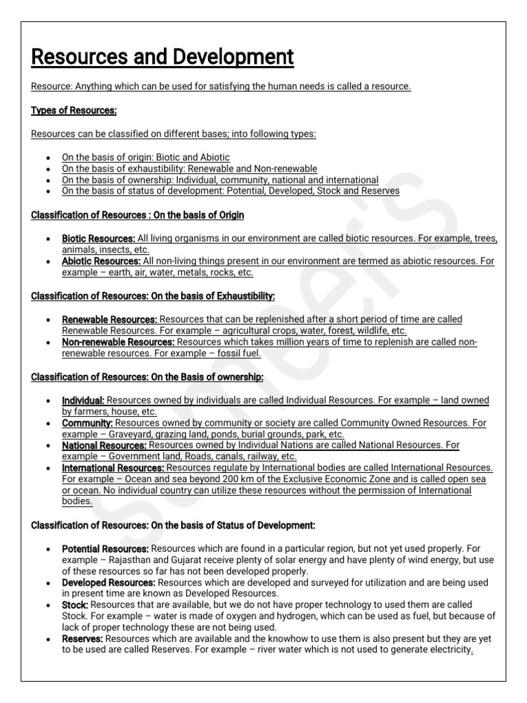 Notes - Resources and Development | PDF