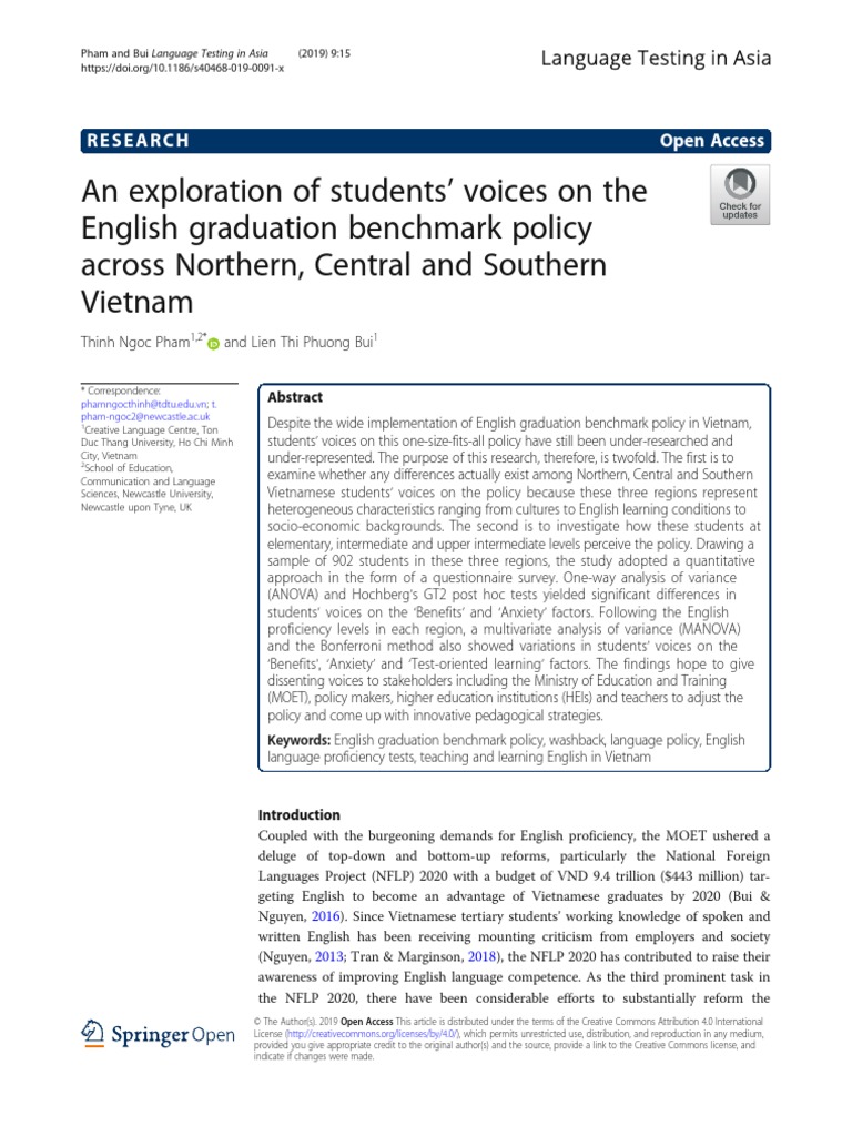 An Exploration of Students' Voices On The E Graduation Benchmark Policy ...