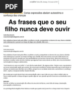 as frases que o seu filho nunca deve ouvir