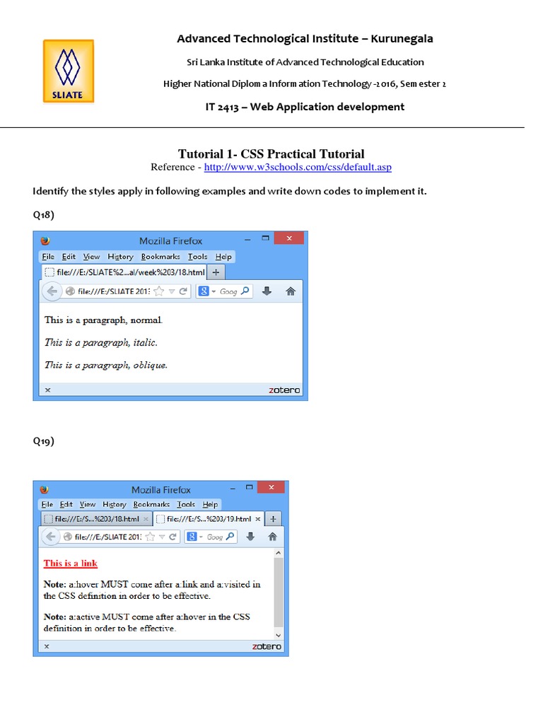CSS Practicals Tutorial 1 | PDF