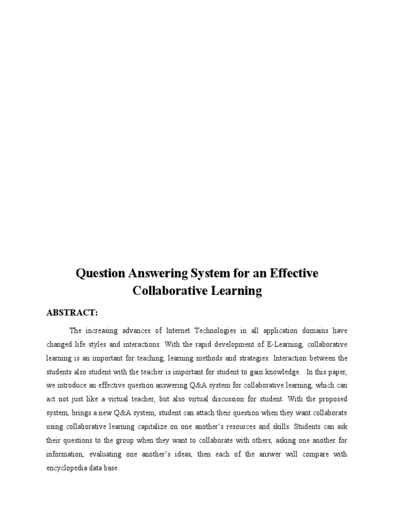 Collaborative Learning Q&A System | PDF | Educational Technology | Learning