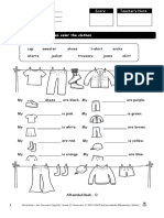 Read and Write. Then Color The Clothes.: Score: Teacher's Note