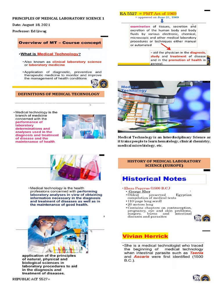 History of Medical Laboratory Science PDF Microbiology