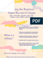 Writing The Reaction Paper/Review/Critique