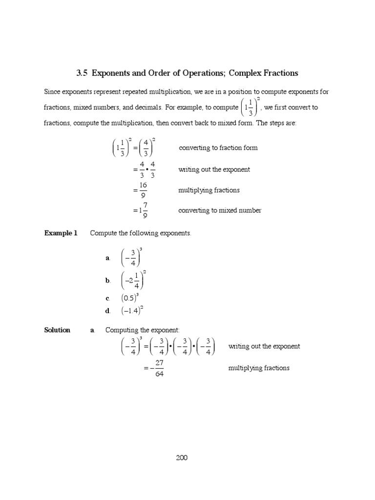 Exponents and Operations with Fractions | PDF | Multiplication | Arithmetic