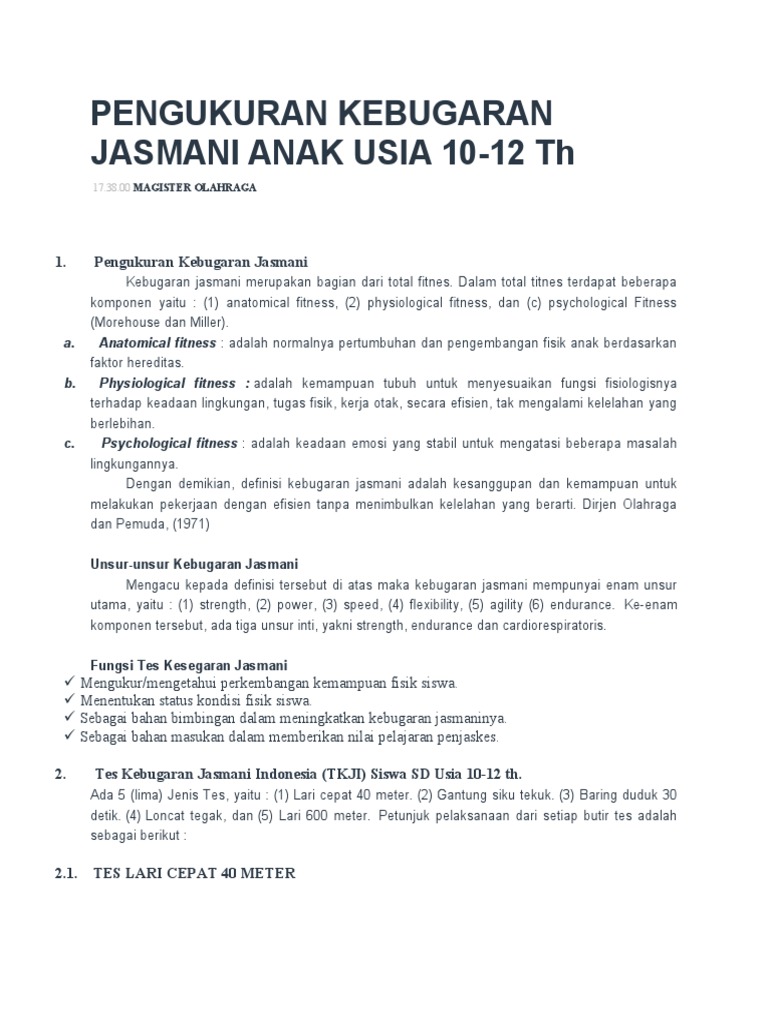 Tes Kebugaran Tkji Pdf