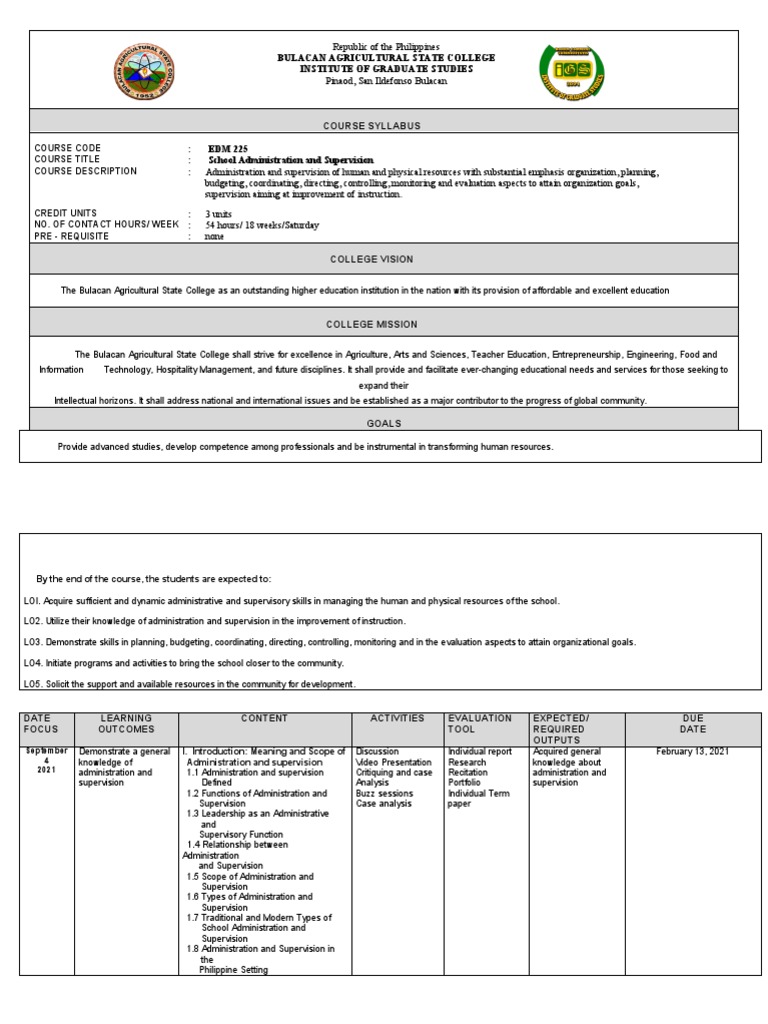 Report School Administration and Supervision PDF Evaluation Case