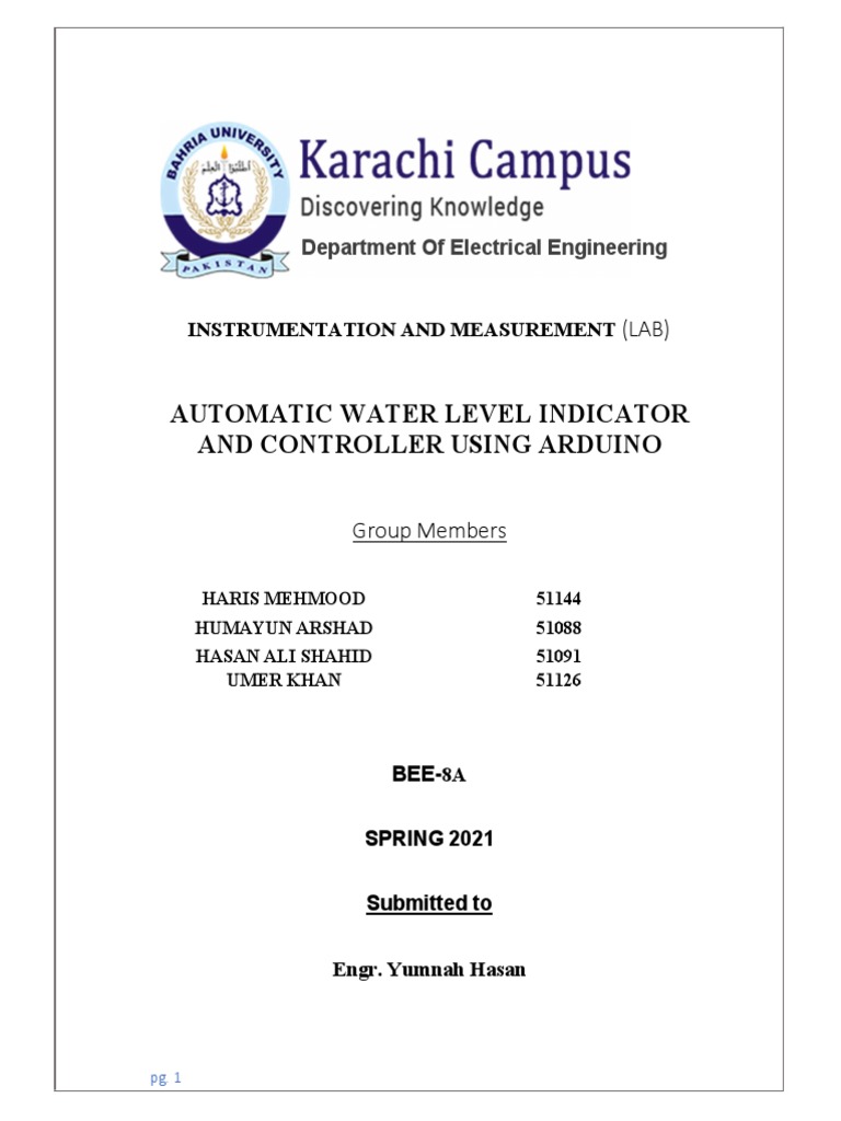 Automatic Water Level Indicator and Controller Using Arduino | PDF ...