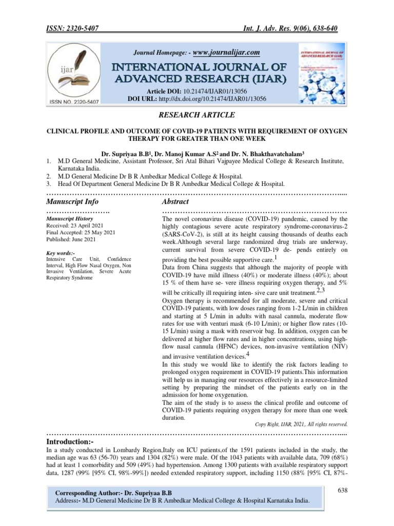 Clinical Profile and Outcome of Covid-19 Patients With Requirement of ...