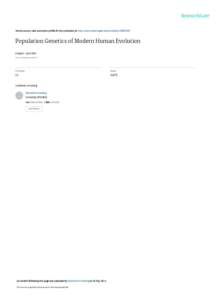 Population Genetics in Human Evolution | PDF | Evolution | Race (Human ...