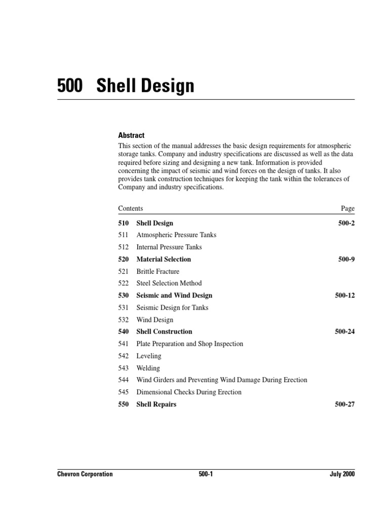 Shell Design for Atmospheric Tanks | PDF | Fracture | Materials Science