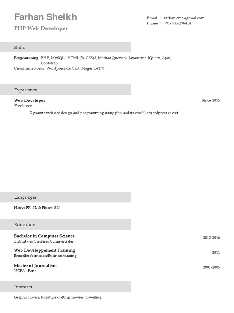 PHP Web Developer Profile | PDF