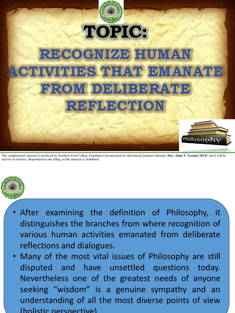 Human Activities from Deliberate Reflection | PDF | Learning | Self
