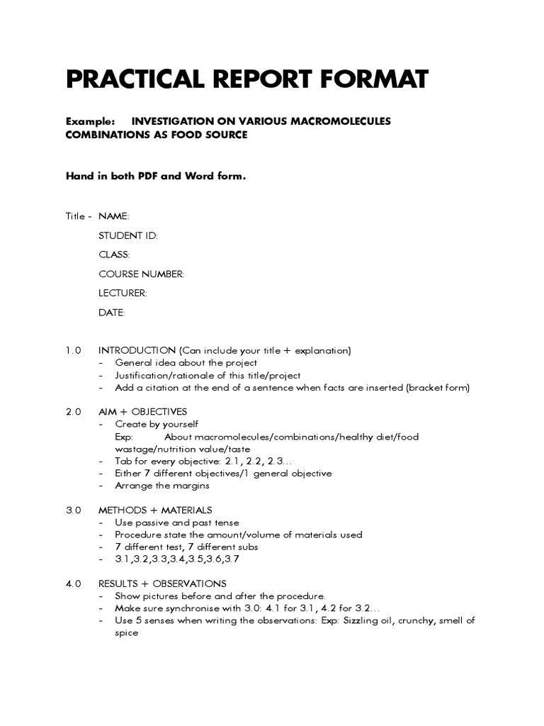 Practical Report Format | PDF | Cognition