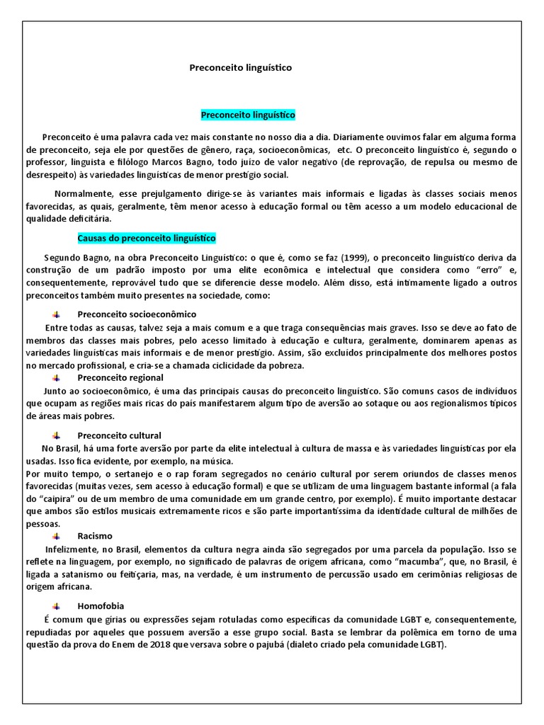 Preconceito Linguístico no Brasil | PDF | Linguística | Brasil