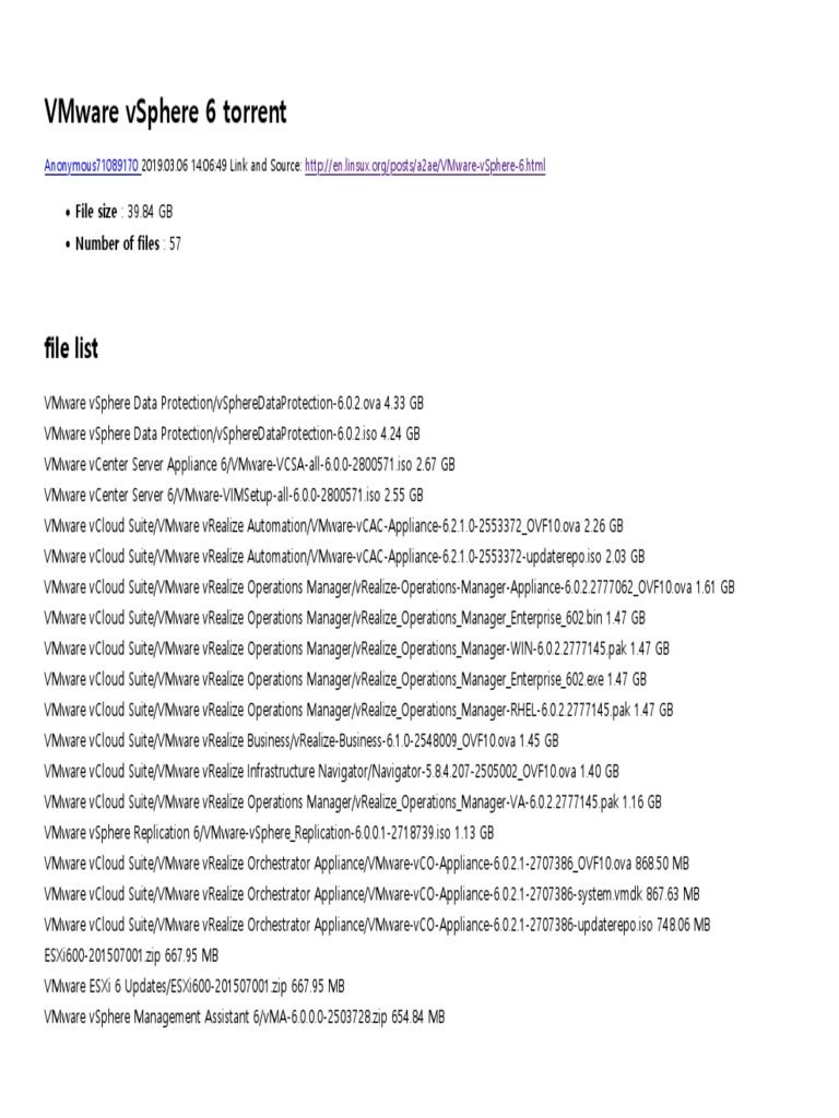 A Comprehensive VSphere 6 Solution: Collection Of VMware.
