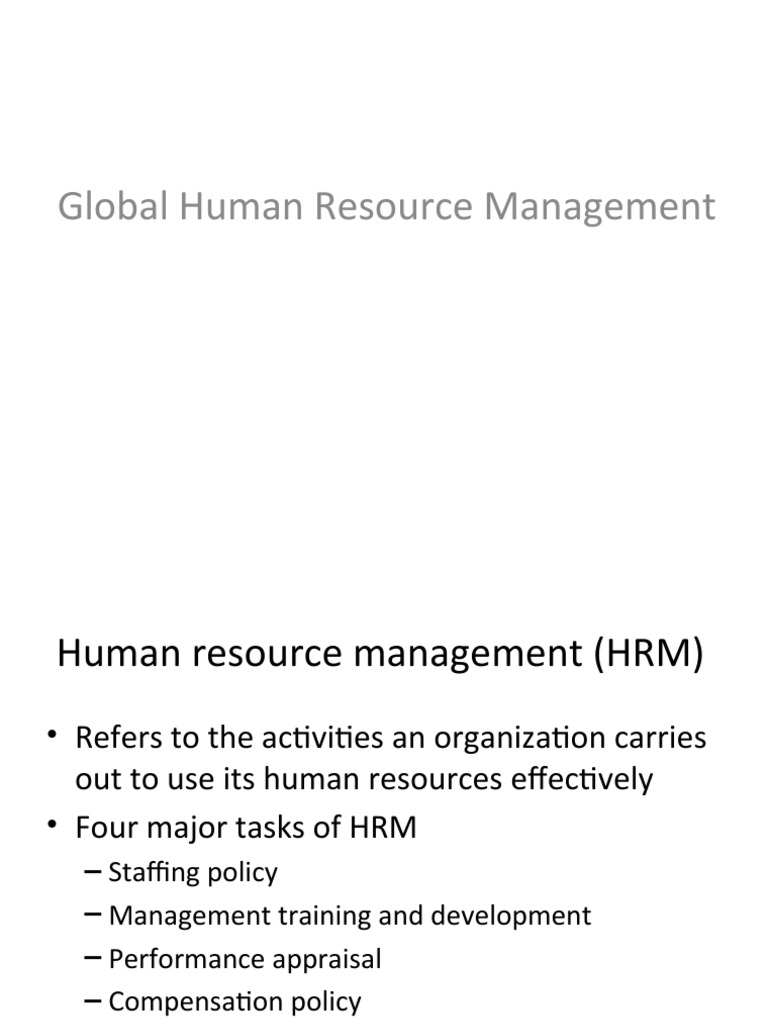 Global Human Resource Management | PDF | Human Resource Management ...