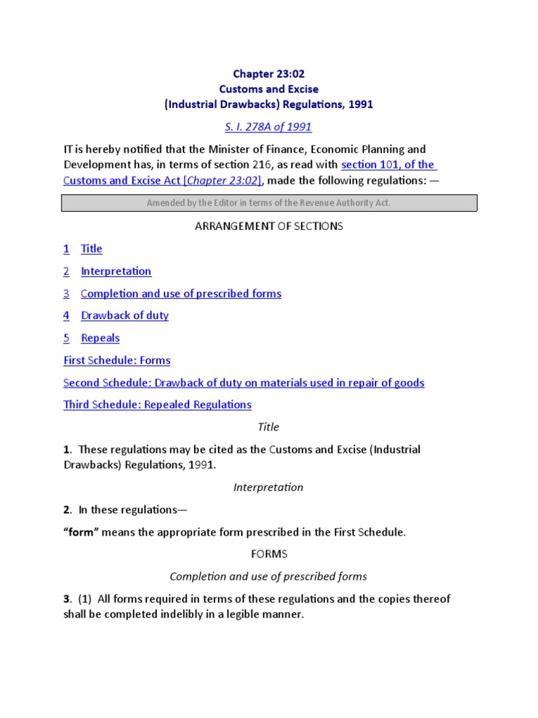 Industrial Drawbacks Guide 1991 | PDF | Customs | Government