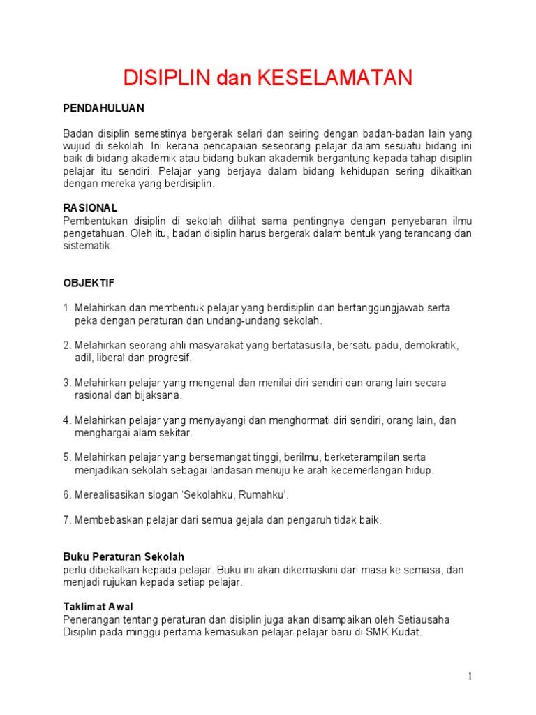Disiplin Dan Keselamatan Pdf
