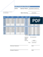 Biweekly Employee Time Sheet: La Bankrutpcy Associates Employee Name: ALEJANDRO SANDOVAL