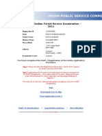Application For Indian Forest Service Examination - 2011: Registration-Id Name Father's Name Mother's Name Date of Birth