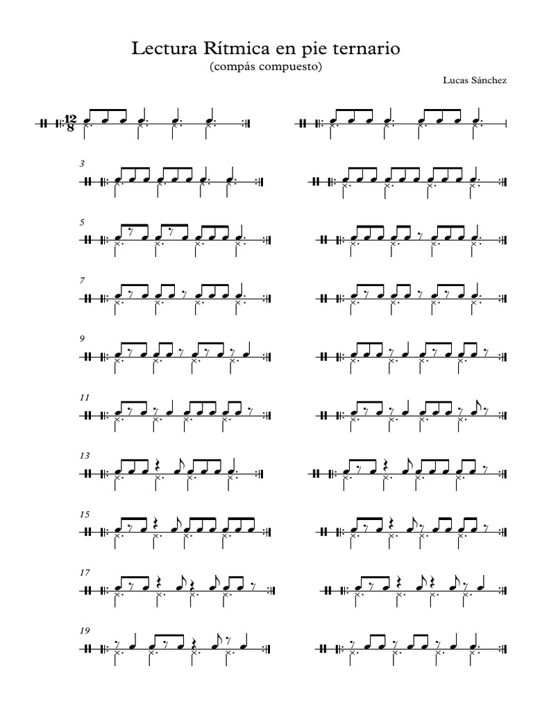 Lectura Ritmica en Pie Ternario Compas Compuesto - Partitura Completa 2 ...