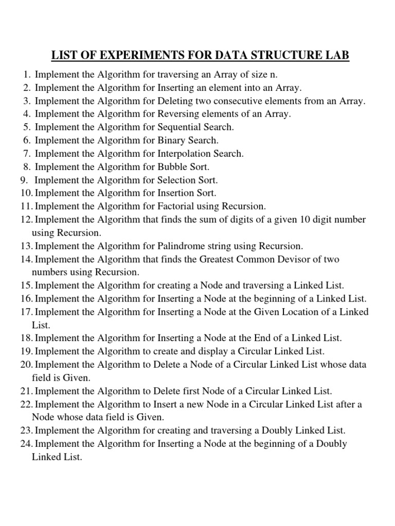 Data Structure and Programming Lab Experiments | PDF | C++ | Computing