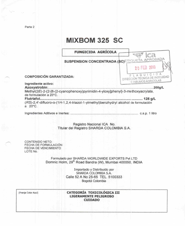 Ficha Tecnica-Mixbom 325 SC | PDF
