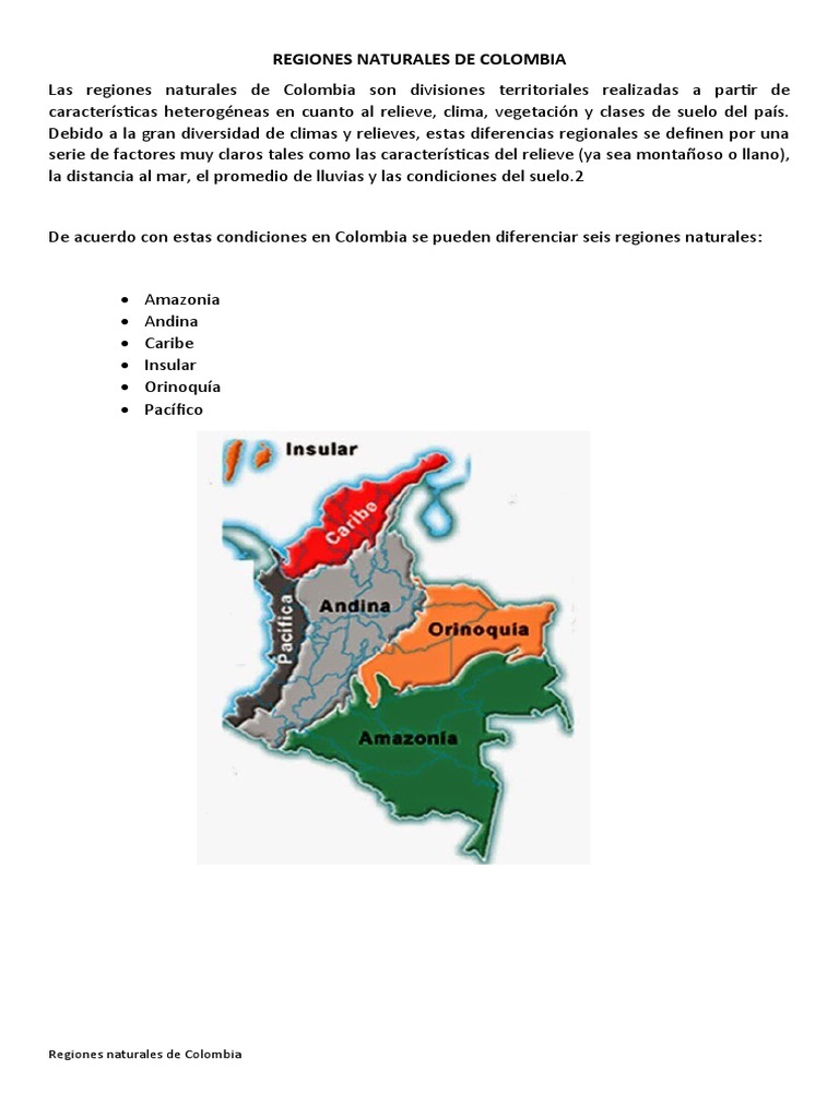 Regiones Naturales de Colombia | PDF