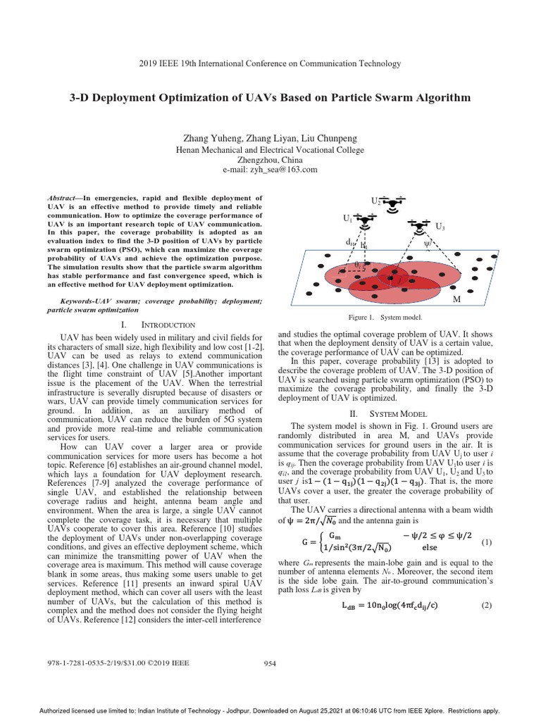3-D Deployment Optimization of Uavs Based On Particle Swarm Algorithm ...
