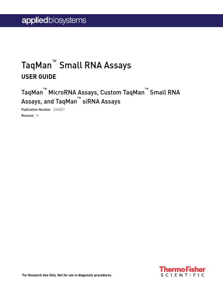 Taqman Small Rna Assays User Guide PDF Polymerase Chain Reaction