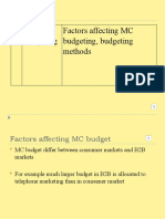 MC Budgeting Factors Affecting MC Budgeting, Budgeting Methods
