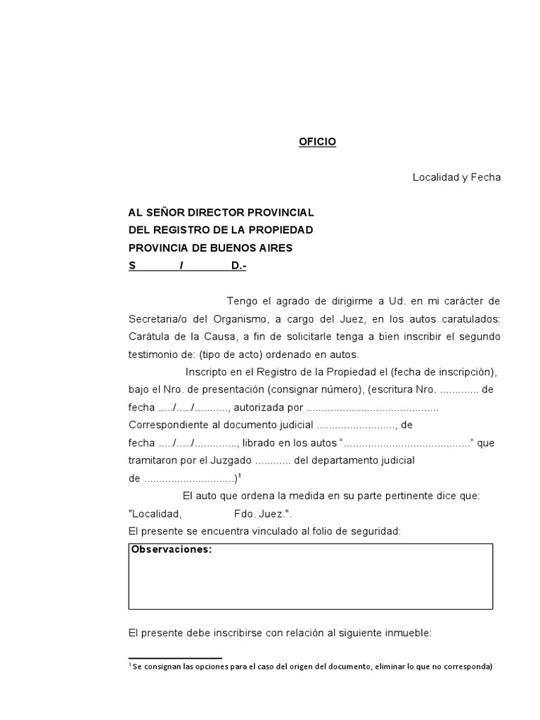 MODELO INSCRIPCION 2º TESTIMONIO Escritura | PDF