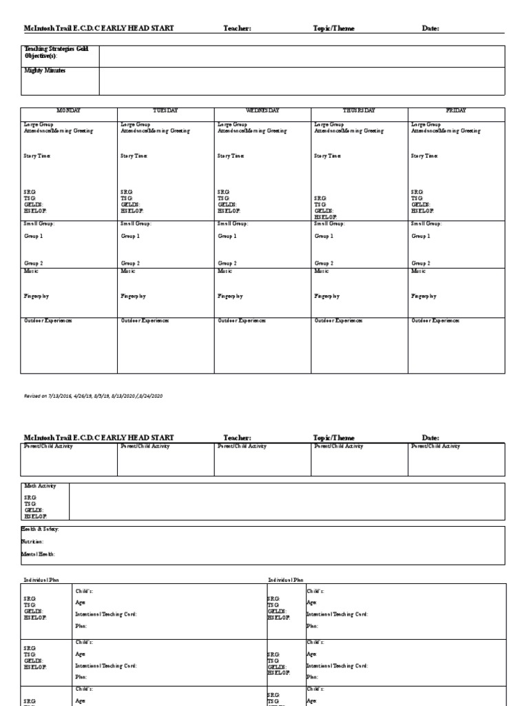 GELDS Lesson Plan Template for Early Start | PDF | Psychological ...