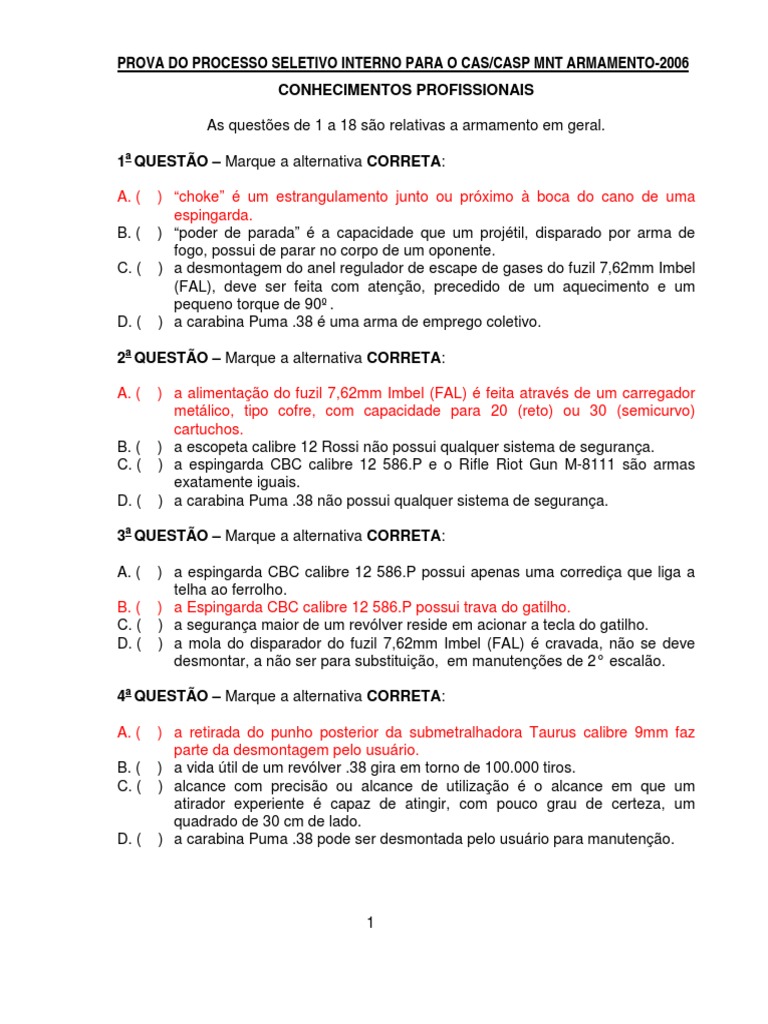 Prova de Armamento e Tiro | PDF | Revólver | Carregador (armas de fogo)