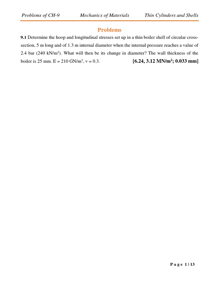 Thin Cylindrical Shell Stress Analysis | PDF | Stress (Mechanics ...