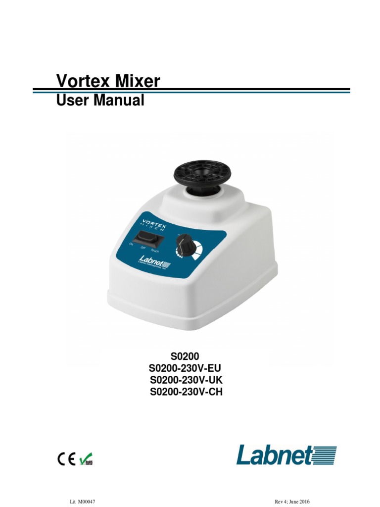 Manual de Instrucciones Vortex Mixer S0200 PDF Electrical