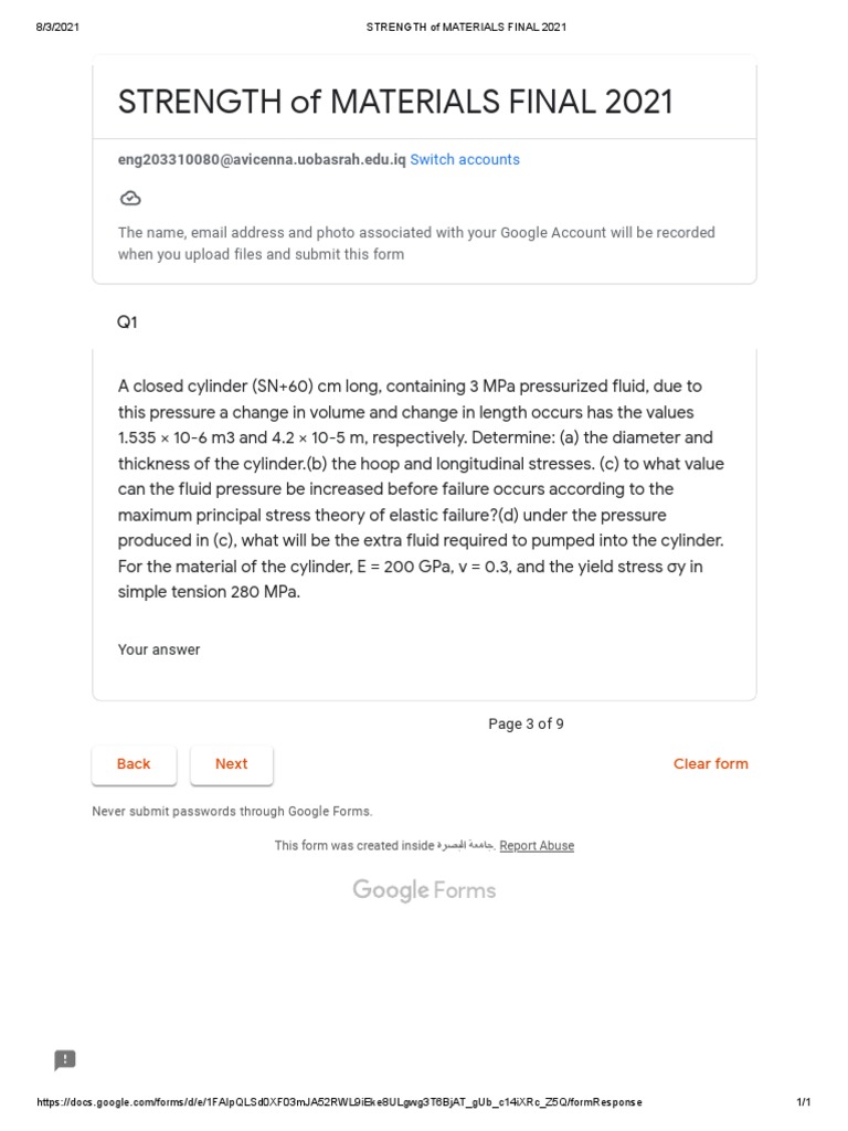 Strength of Materials Final 2021 PDF Strength Of Materials Stress (Mechanics)