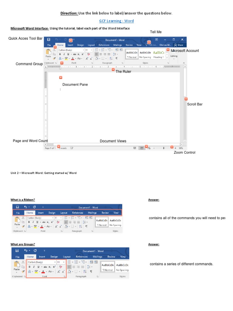 Understanding the Microsoft Word Interface | PDF | Microsoft Word ...