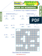 Crucigrama de Números para Segundo Grado de Primaria