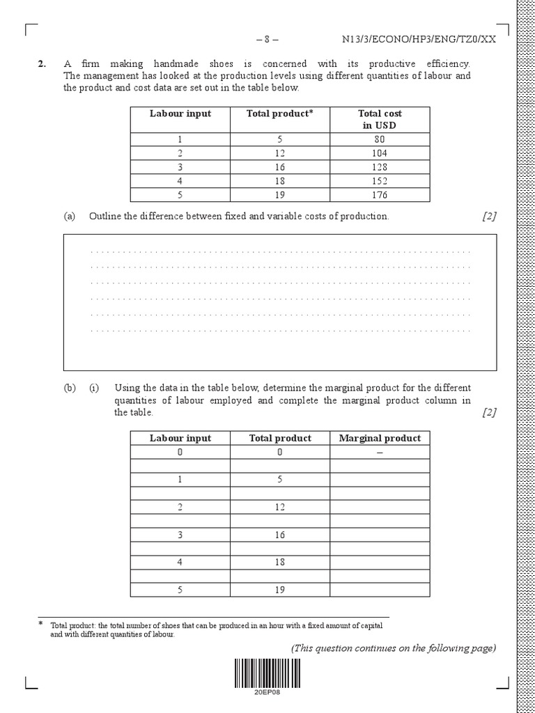 November 2013 HL Economics Paper 3 | PDF | Average Cost | Marginal Cost