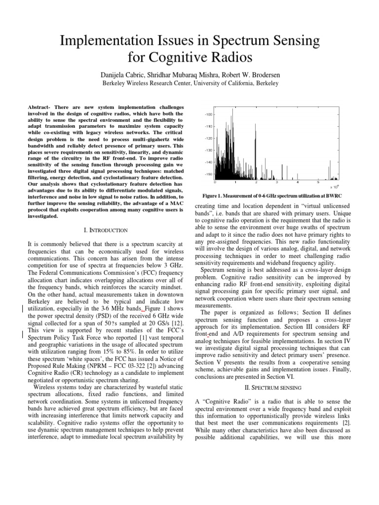 Spectrum Sensing in Cognitive Radios | PDF