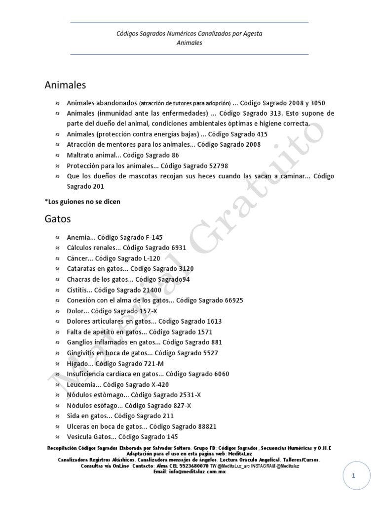 Códigos Sagrados para Animales | PDF | Gatos