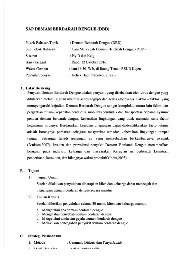 PDF Sap Demam Berdarah Dengue DBD A Latar Belakang Compress  PDF
