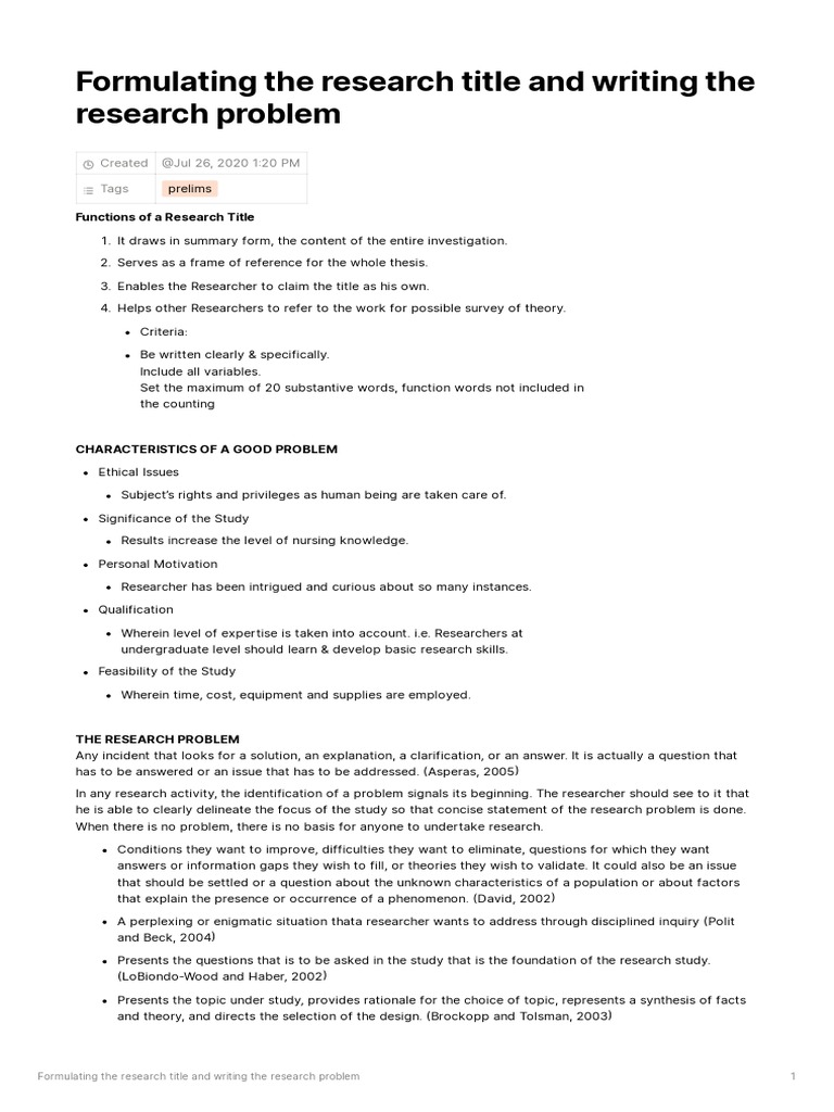 Crafting Research Titles and Problems | PDF | Knowledge | Science