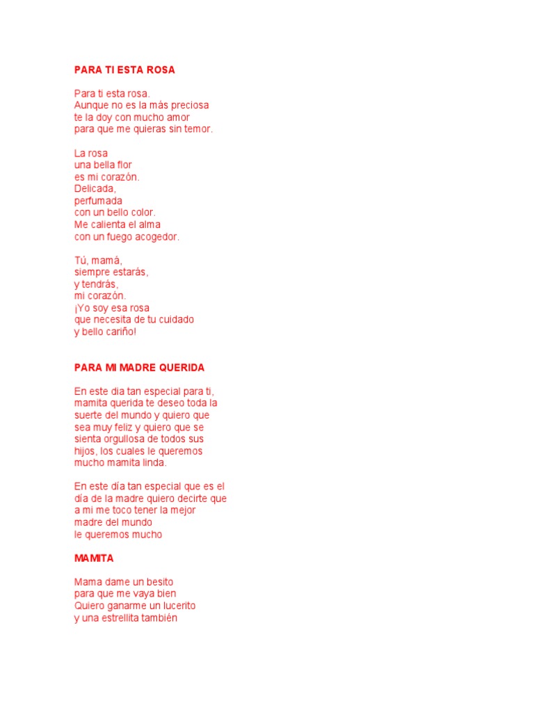 Poemas para el Día de la Madre | PDF | Amor
